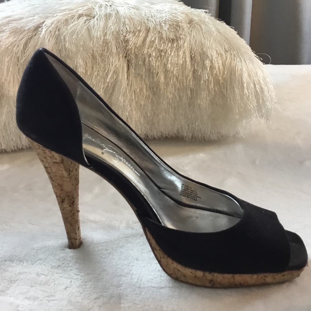 🖤 JESSICA SIMPSON BLACK & BAMBOO HEELS 🖤